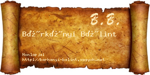 Bárkányi Bálint névjegykártya