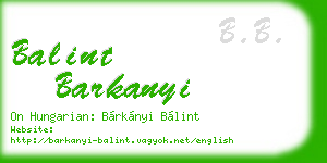 balint barkanyi business card