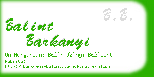 balint barkanyi business card